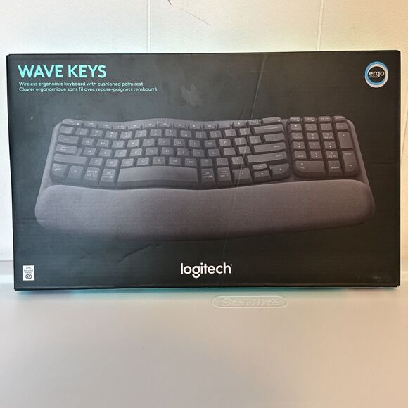 Logitech Wave Keys Bluetooth Keyboard Ergonomic Design, Wrist Rest Black - Picture 2 of 6